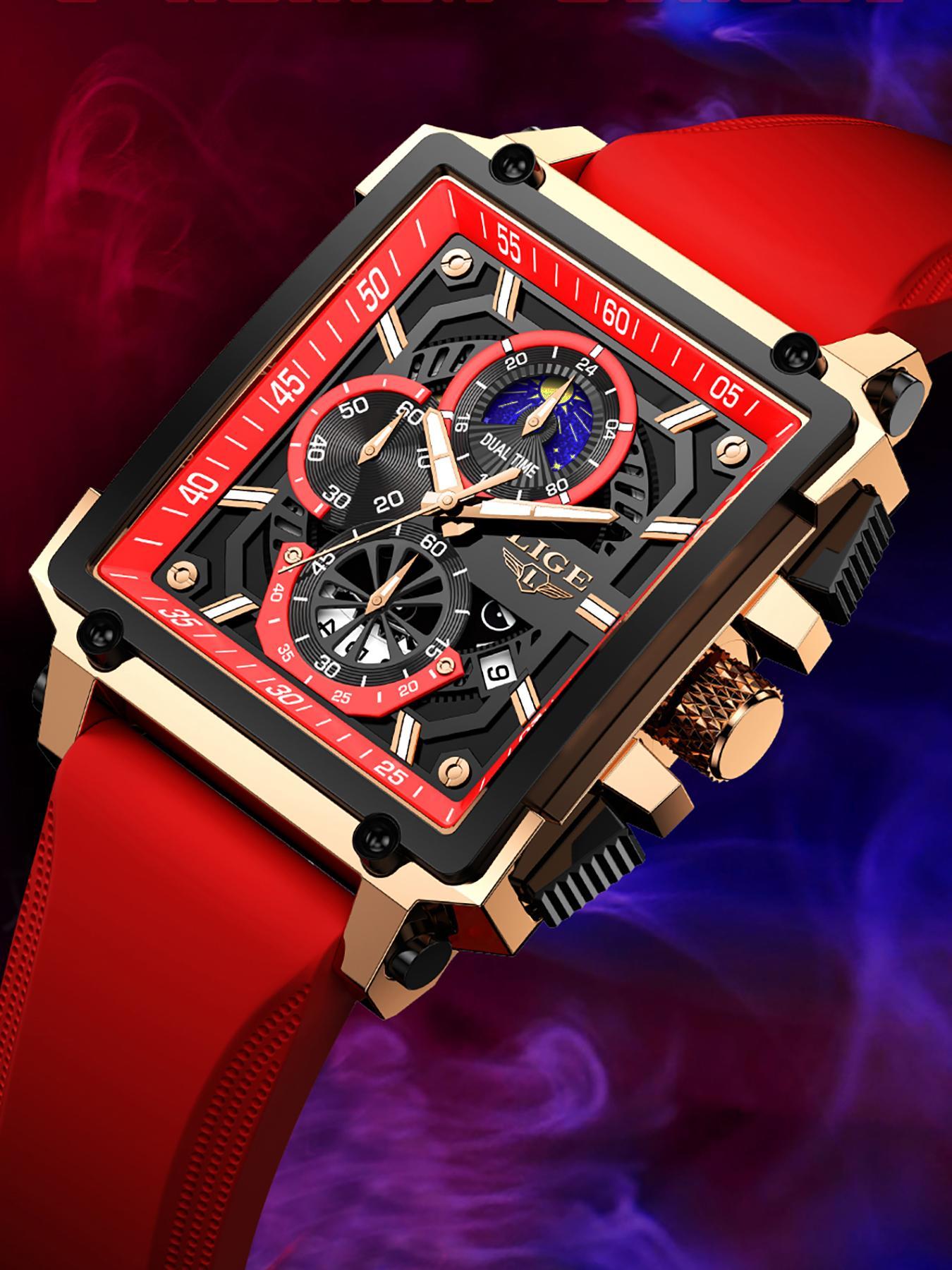 Men's Business Fashion Square Dial Quartz Watch, Fashion Luminous Waterproof Watch for Party, Daily Clothing Decor, Fashionable Stylish Watch, Trendy All-match & Exquisite Watch for Birthday Gift with Box, Business Fashion Watches