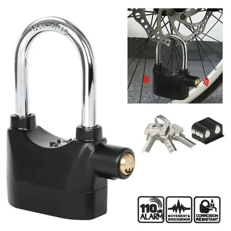 Anti-Theft Alarm Padlock with Lock Hasps, Aluminum alloy material110dB Loud Siren, Heavy Duty Weatherproof Security Lock, Key/Combination Access, Vibration-Triggered Alarm for Bikes, Gates, Outdoor Use
