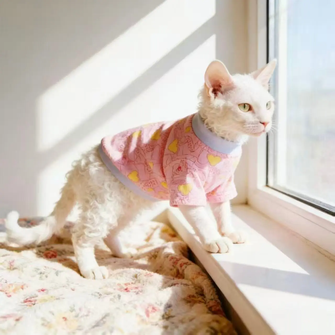 Blue Cartoon Print Knit Two-Piece, Anti-Shedding, Stain-Resistant, Mosquito-Repellent, Pet-Friendly, Daily Wear, Home & Outdoor