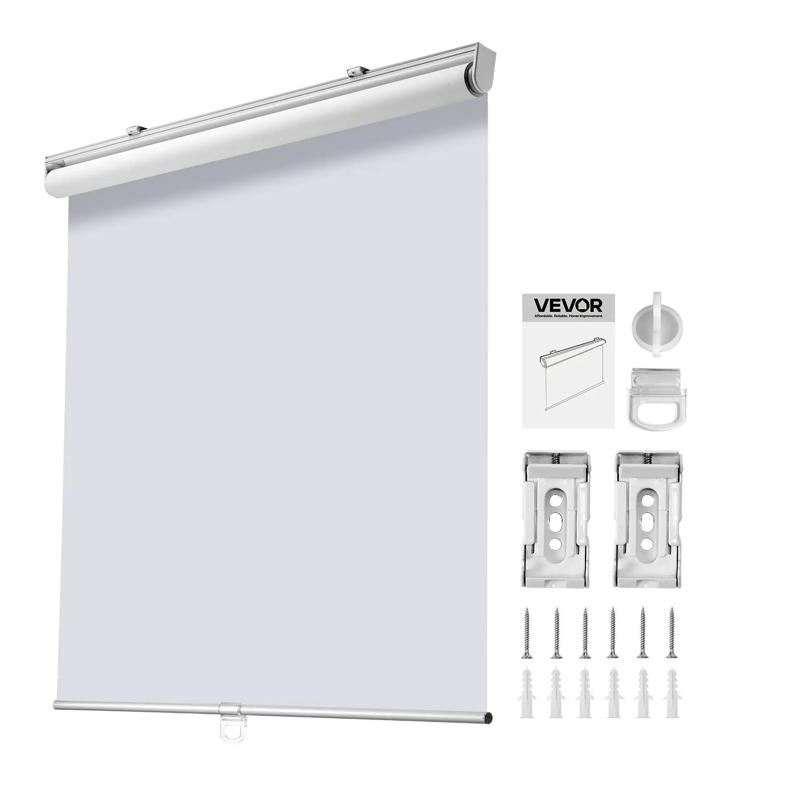 【toolupgrade】VEVOR Cordless Roller Shades, 34x 72 in, Pull Down Blackout Blinds for Windows Room Darkening, Thermal Insulated, Easy to Install, Blackout Roller Shades for Bedroom, Bathroom, Home, Office, White