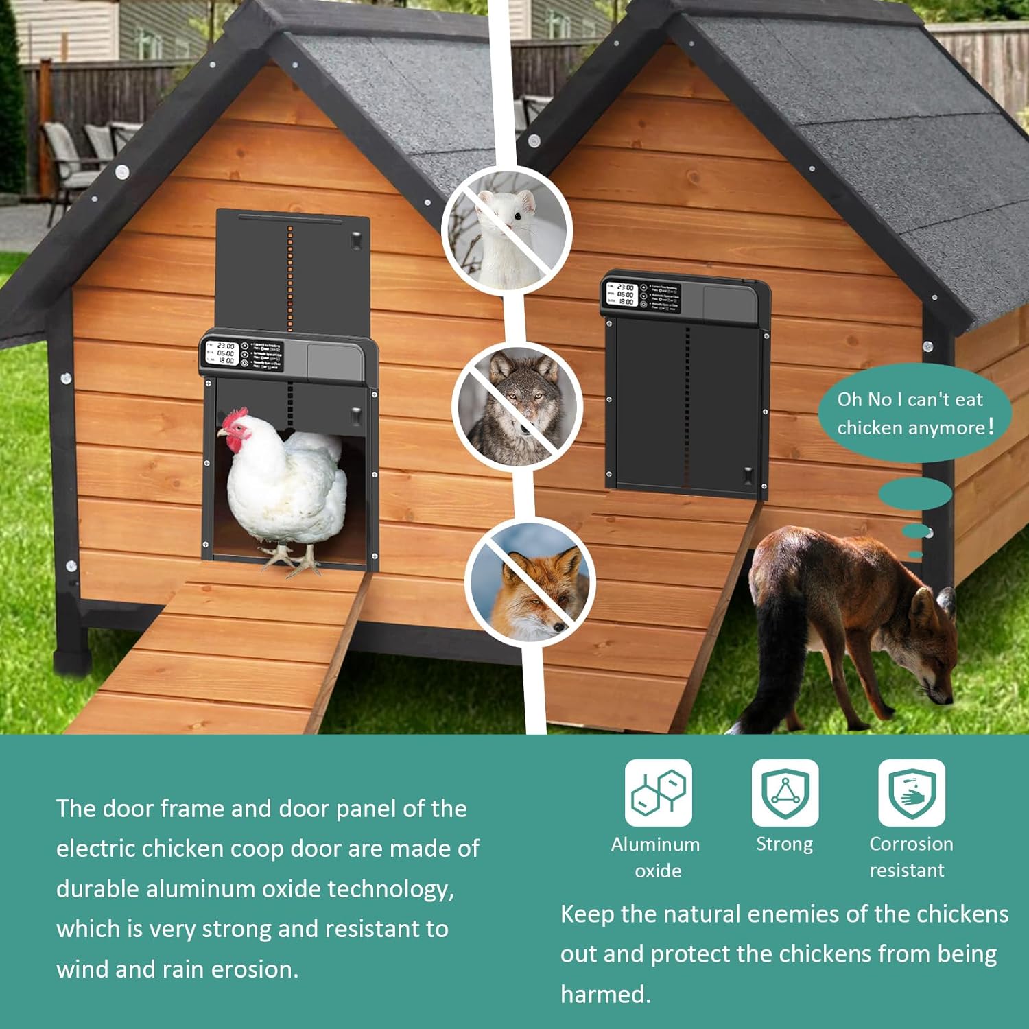 Automatic Chicken Coop Door, Battery Powered LCD Display Timer Chicken Door, Farm Animal & Poultry Supplies