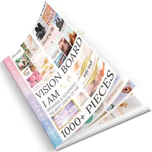 Vision Board Supplies with 1200+ Images & Quotes Collage Magazine Book, Wall Clip Art Scrapbook Journal Kit for Vision Board Making Beginners Coquette Room Decors (Pink)