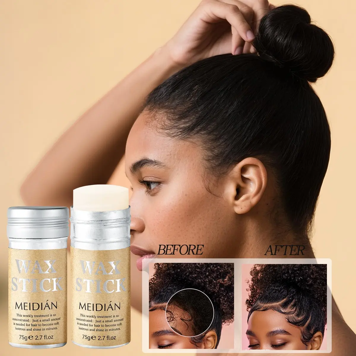 Hair Wax Stick for Flyaway Control and Styling, Smooth Ponytail, Buns, and Hairstyles, Suitable for Women and Men, Hair Accessory Set