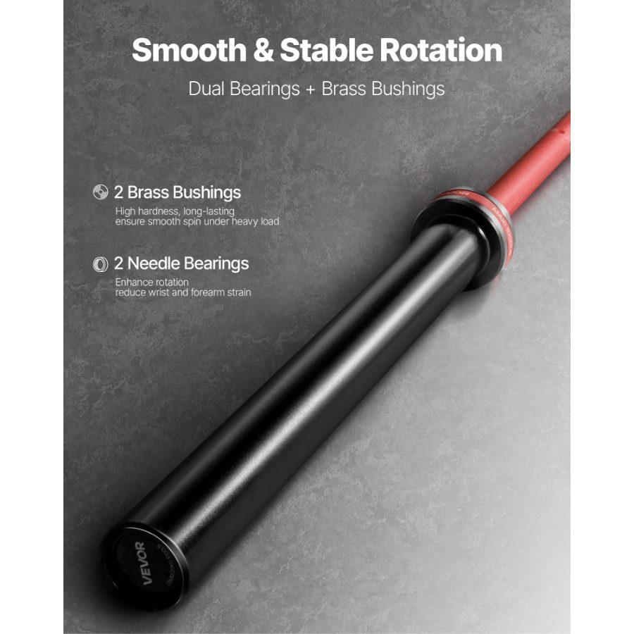 VEVOR 7FT Barbell Bar, Fits 2-Inch Weight Plates, Barbell Bar with Knurled Grip for Strength Training, Weightlifting, Squat, Deadlift, Bench Press, Curl, Overhead Press, 1000lbs/453kg Capacity