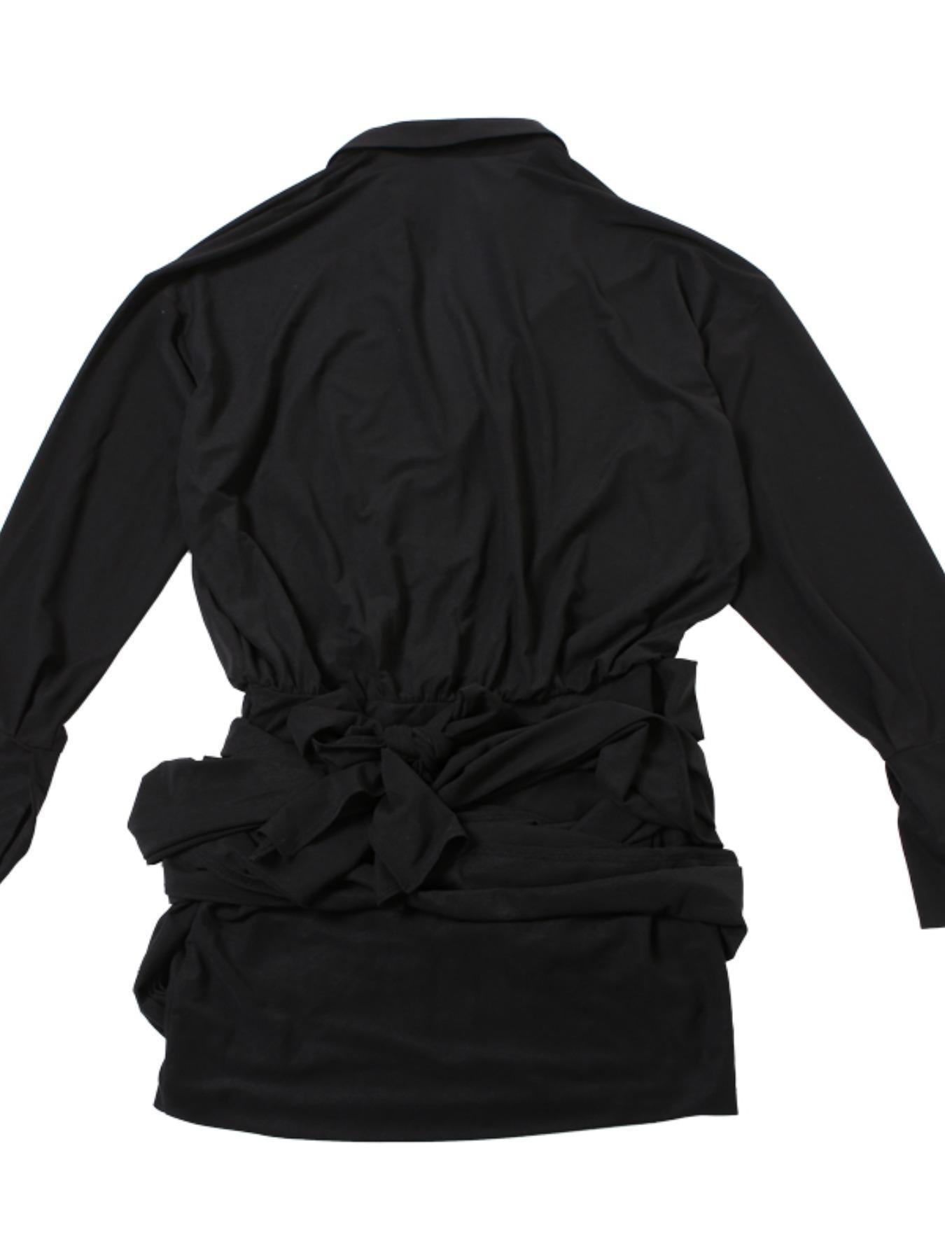 Women's Solid Color Button Collared Dress, Casual Chic Long Sleeve Dress for Spring & Fall, Womenswear for Daily Wear