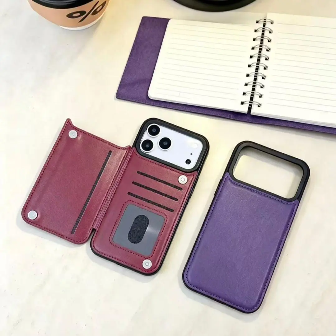 Stylish Artificial Leather Wallet Cellphone Case - Accessories for iPhone 18/17/16/15/14/13/12 Pro Max/Plus/Pro, Casing with Multiple Card Slots, Magnetic Closure, Shockproof Cover for Handheld Devices