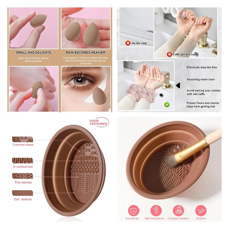 Professional Makeup Tool Set, 54pcs/set Cosmetic Brush & Sponge & Puff & Headband & Brush Cleaning Bowl Set, Multi-use Facial Makeup & Cleaning Accessories for Daily Use, Makeup Brush Kit, Face Brush Set