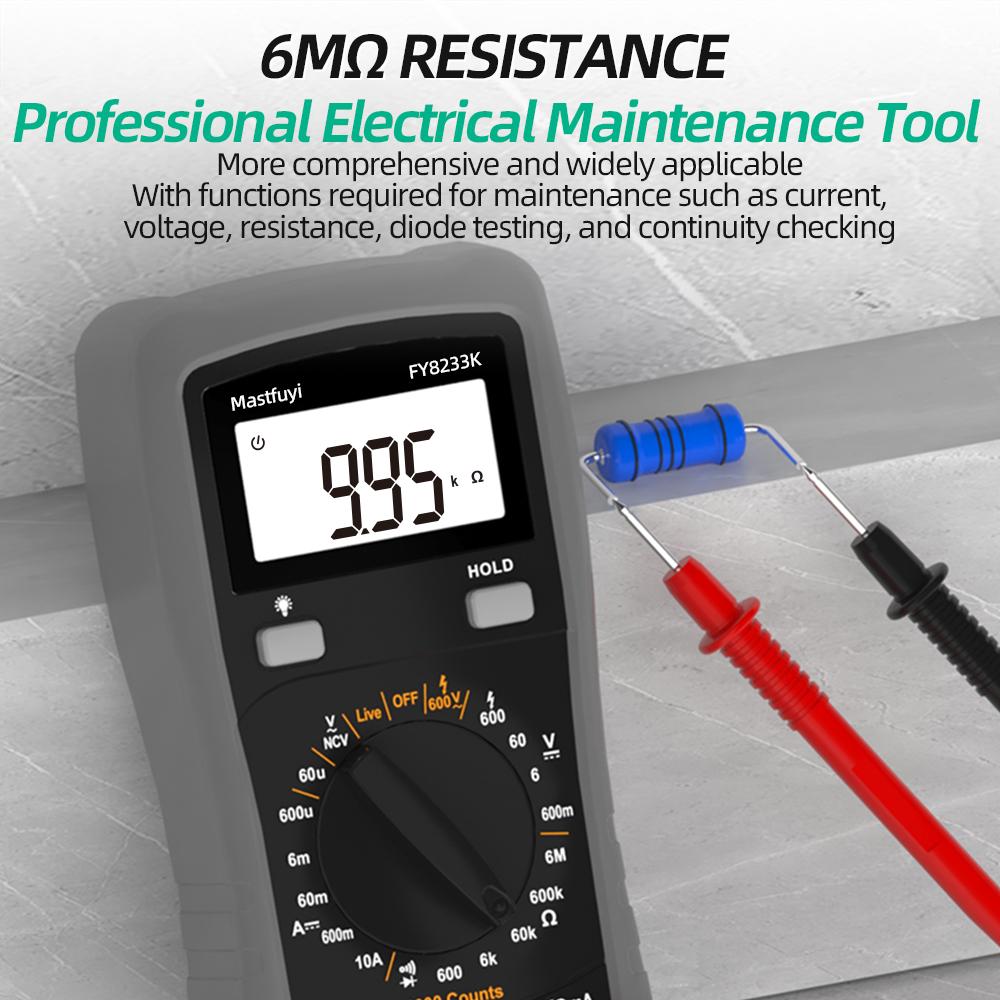 High Precision Digital Multimeter with LCD Display, Smart Overload Protection, Battery Powered Tool for Electricians & Repairers