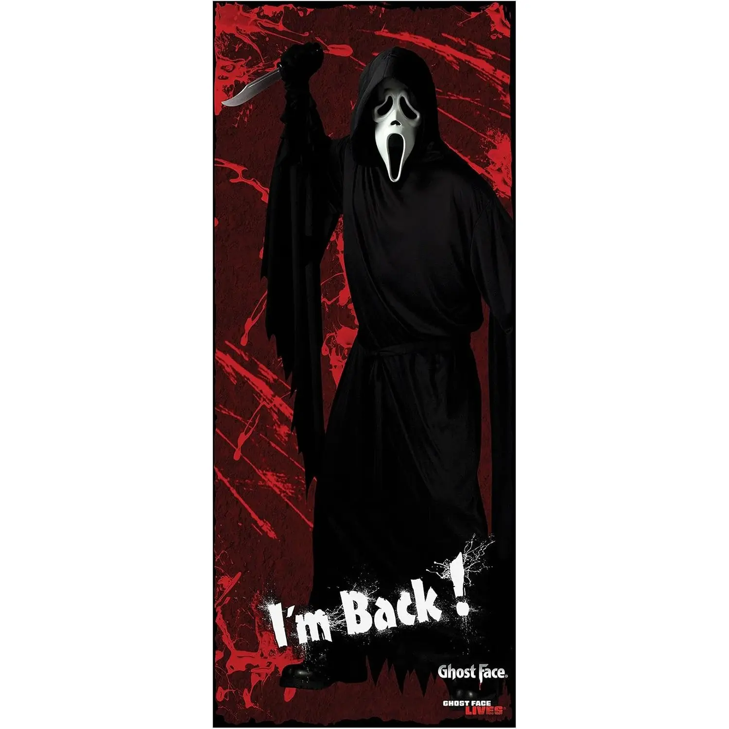 2D Flat Banner Door Cover, Fun Ghost Face Design, No Power Required, Single Piece, Decorative Door Cover, Zs Brand