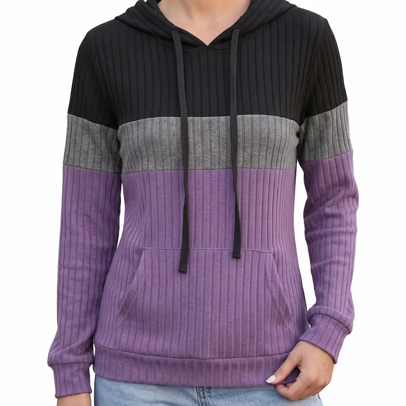 Women's Hooded Knit Sweater, Long-Sleeve Pullover for Casual Wear and Fall Days