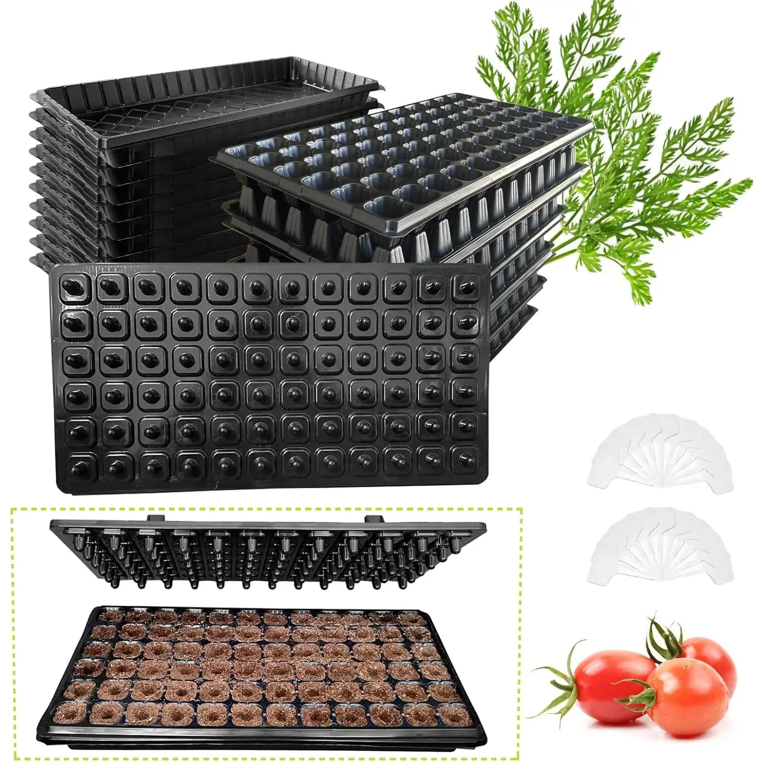 72 Cell Seed Starter Trays with Dibber – 20 Pack  Seedling Trays for Germination Propagation, 72 Hole Soil Digger for  Setting Out,  for Gardener.