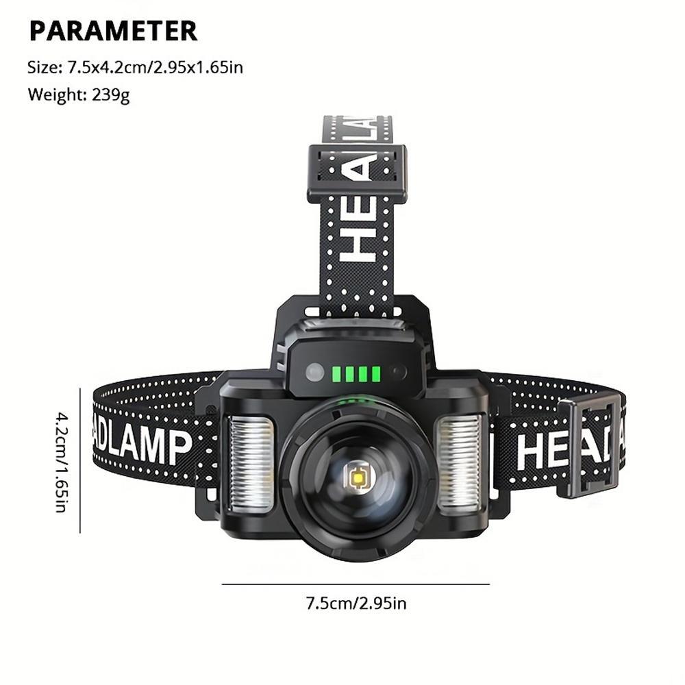 Rechargeable Headlamp,5 nights Battery Life,500m beam,Power Indicato,Zoom(Spot to Flood), Motion Sensor Switch, 90° Adjustable, Detachable Headband, Soft Light/Strobe, 1000 Lumen Constant Output, Includes Charging Cable, Power Bank Rechargeable Headlamp,5 nights Battery Life,500m beam,Power Indicato,Zoom(Spot to Flood), Motion Sensor Switch, 90° Adjustable, Detachable Headband, Soft Light/Strobe, 1000 Lumen Constant Output, Includes Charging Cable, Power Bank
