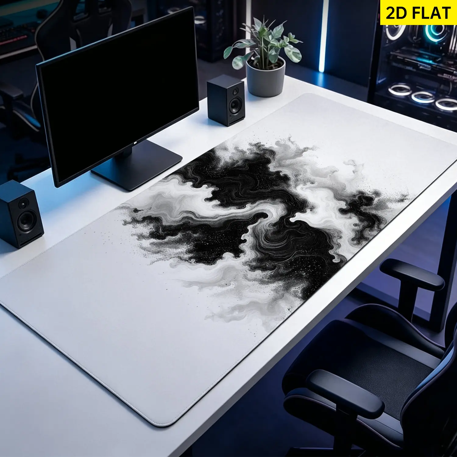 Extra Large black and white abstract ink marble art Mouse Pad,Non Slip Rubber Pad,Desktop Decoration Drotection Pad,Washable,Lock Edge Multi Size,Premium Multipurpose Mousepad For Office,Work Desk,Gift for Family and Friends
