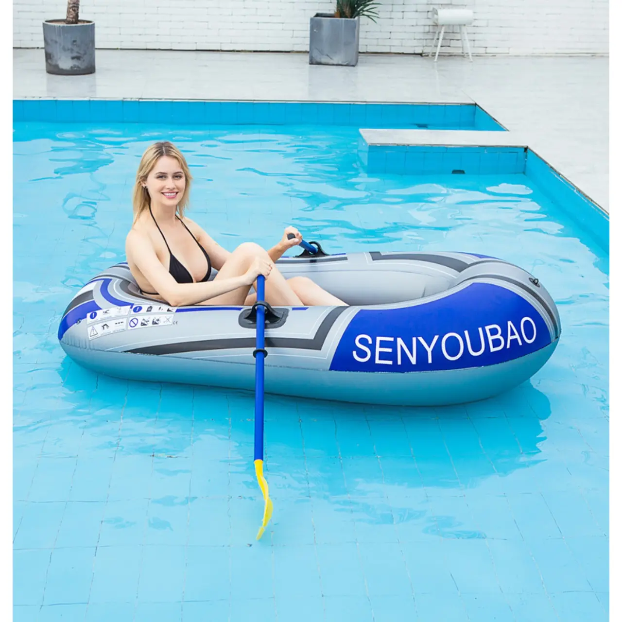 Inflatable Boat, Thickened Rubber Dinghy, Single Person PVC Fishing Boat, 140x81cm, Includes Dual Paddles and Manual Pump, Inflatable Water