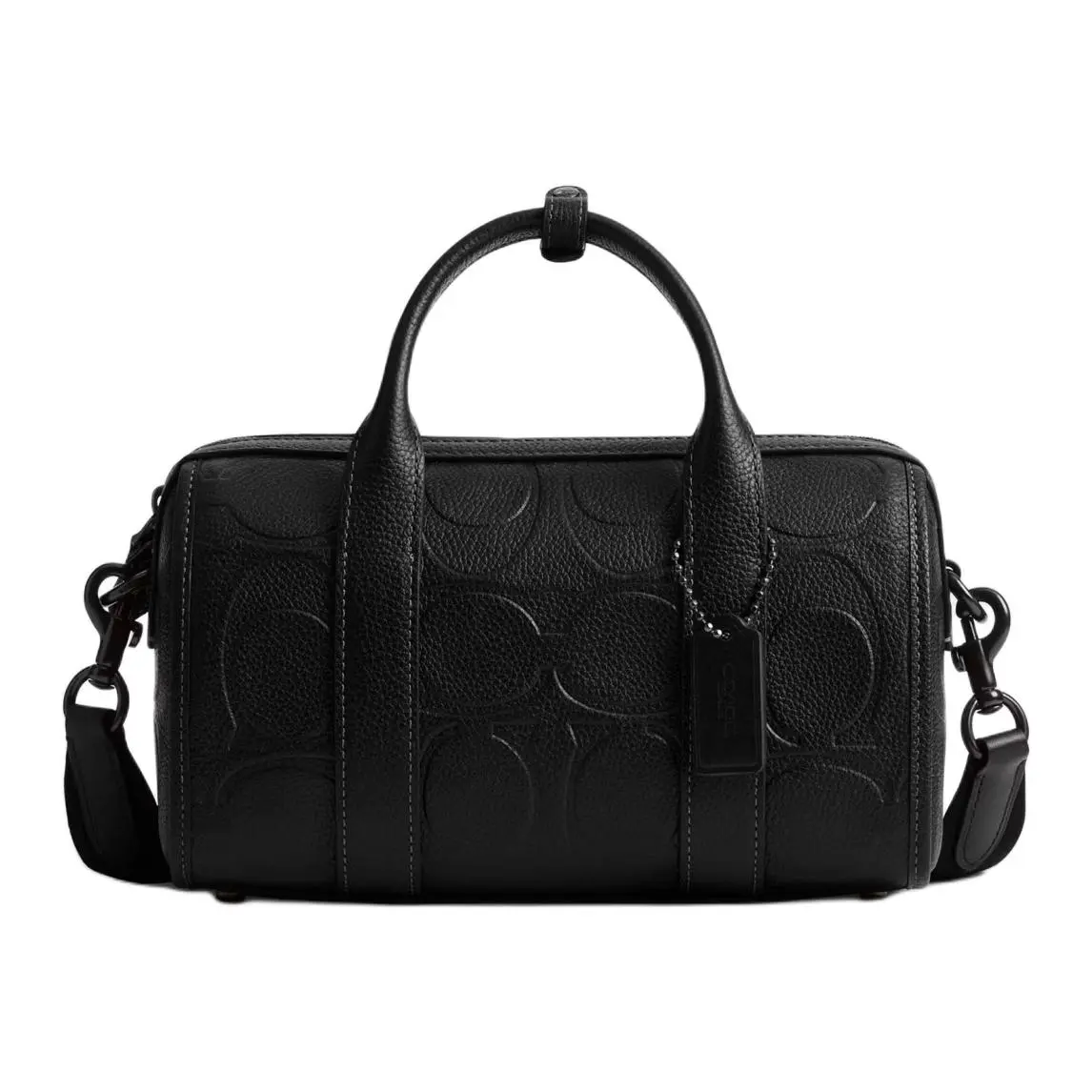 COACH Gotham Duffle 24 Handbag for Men – Polished Pebbled Leather, Classic Embossed, Black