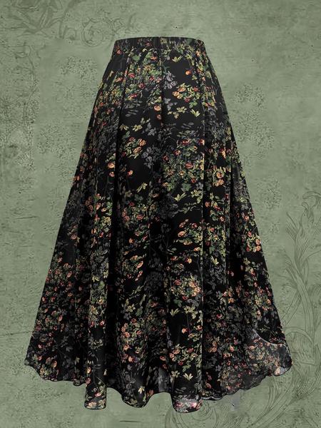 【Plus Size】 All Over Floral Print Skirt, Elegant Long Skirt for Women, Women's Bottoms for All Seasons, Womenswear 【Plus Size】 All Over Floral Print Skirt, Elegant Long Skirt for Women, Women's Bottoms for All Seasons, Womenswear
