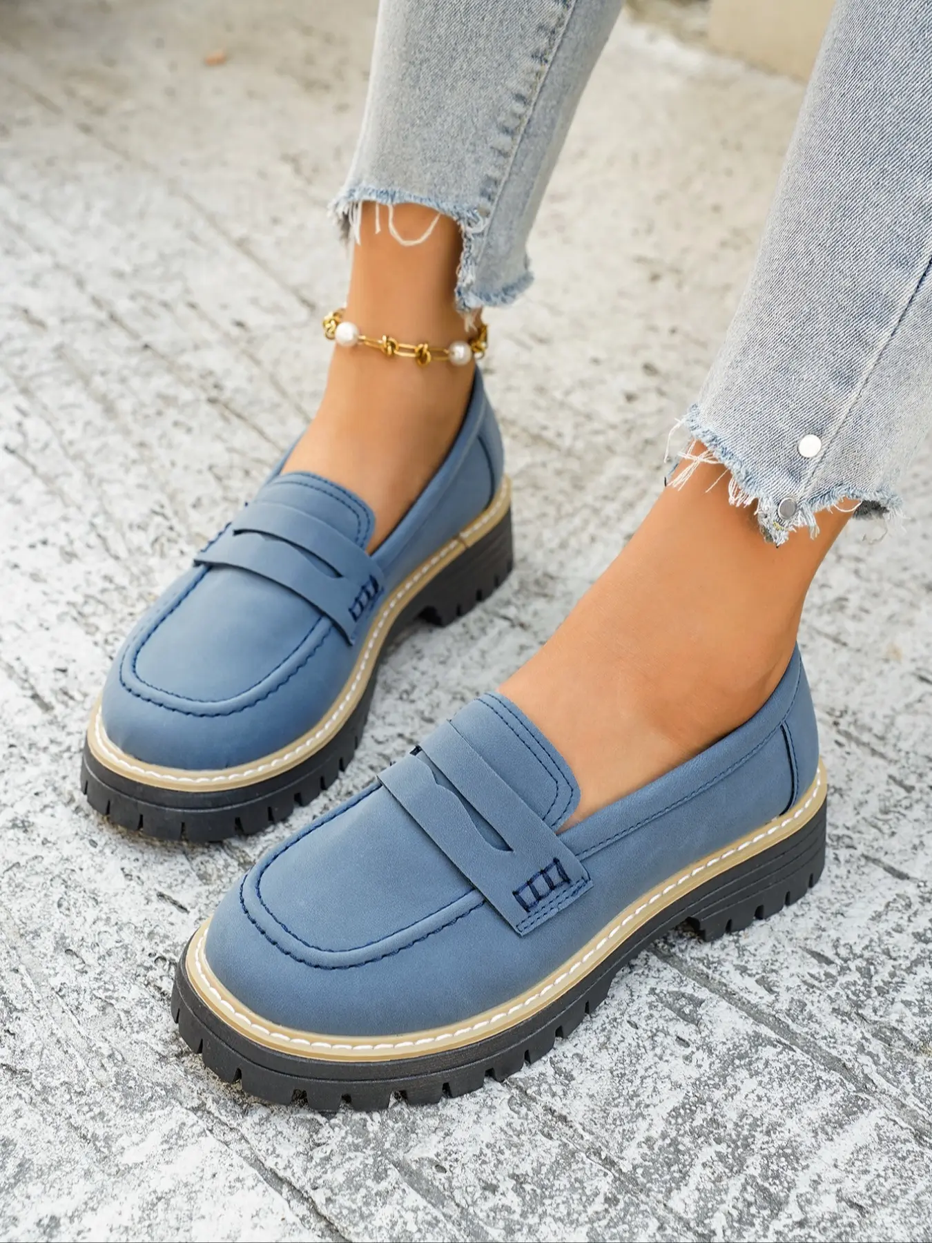 Women's Loafer Thick Sole Walking Shoes, Classic Casual Loafers, Comfortable Shock Absorption, Breathable Anti-Slip, Durable Long-Lasting Loafers
