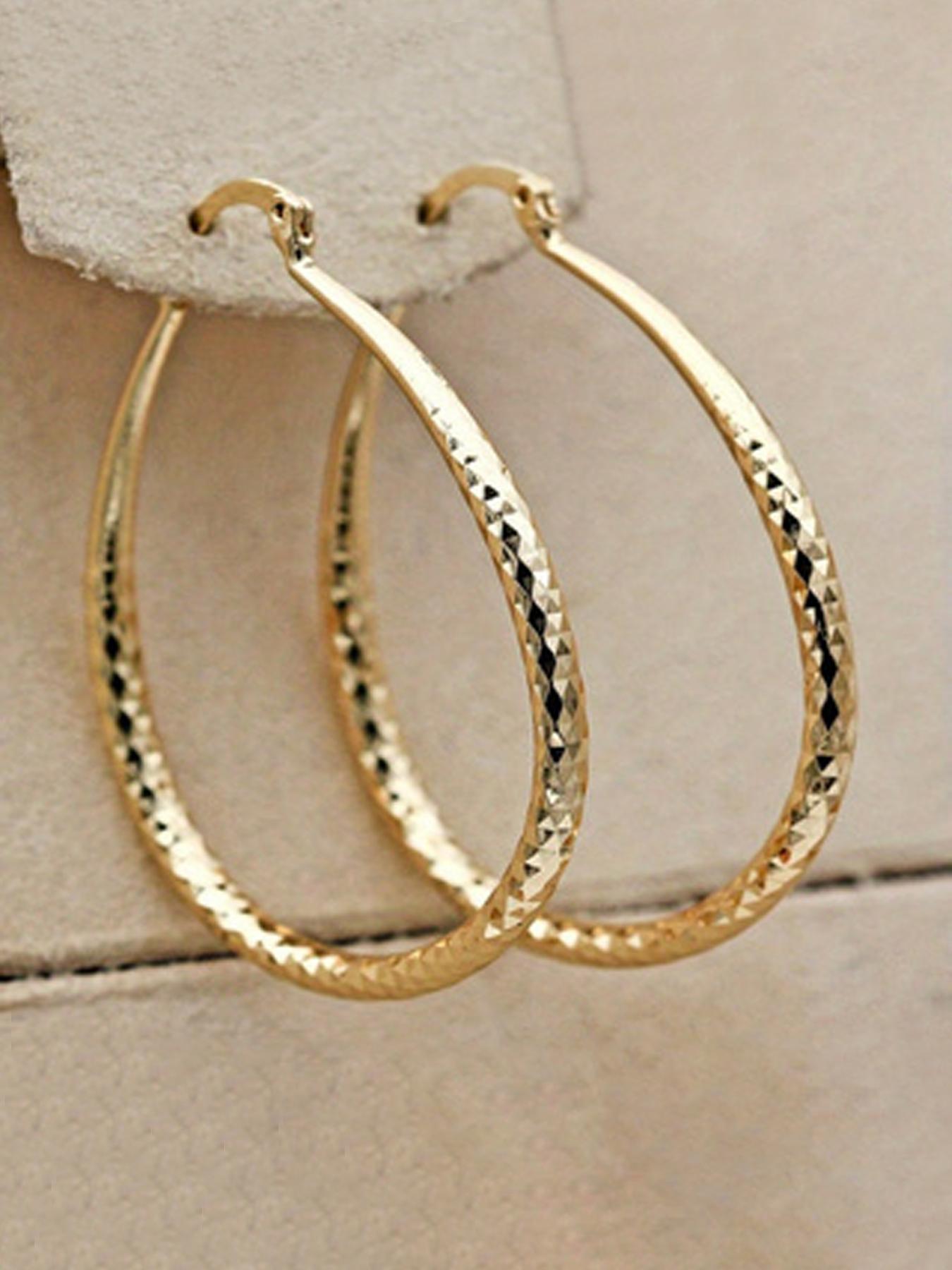 Women's Elegant Texture Metal Design Hoop Earrings, Exquisite Trendy Hoop Earrings, Gorgeous Jewelry As Birthday Gift for Girlfriend