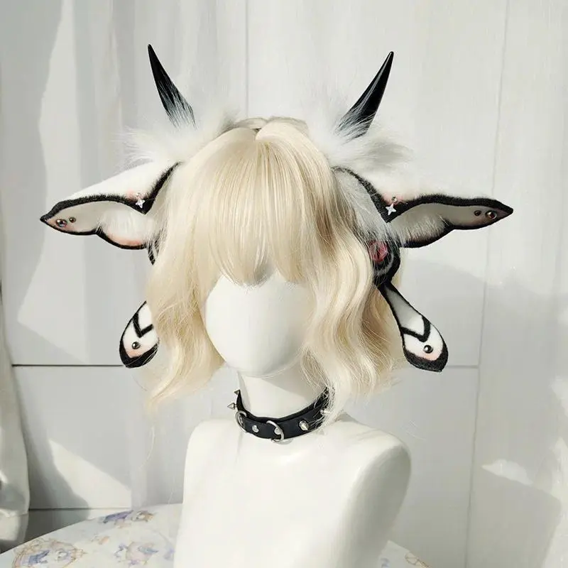Cute Devil Moth Ear Headband Faux Fur Animal Halloween Cosplay Props Fantasy Costume Hair Accessories For Women & Girls