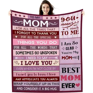 Gifts for Mom, Throw Blanket for Mother Mommy Mama from Daughter Son, Blanket Ideas 60" x50" Mother's Day Birthday to My Mom Present Thank You Gift