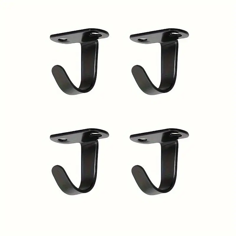 4pcs Contemporary Metal Ceiling Hooks, Under-Shelf Towel/Robe Clothes Hangers, Heavy-Duty Coat Hooks For Bathroom, Kitchen Cabinet, And Garage, Easy To Install