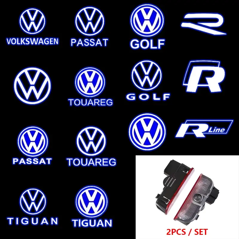 VW Volkswagen LED Car Door Projector Welcome Lights for Golf Passat B6 B7 B8 Tiguan CC Arteon Touareg Jetta MK5 MK6 MK7 Teramont, HD Ghost Shadow Puddle Courtesy Lamp