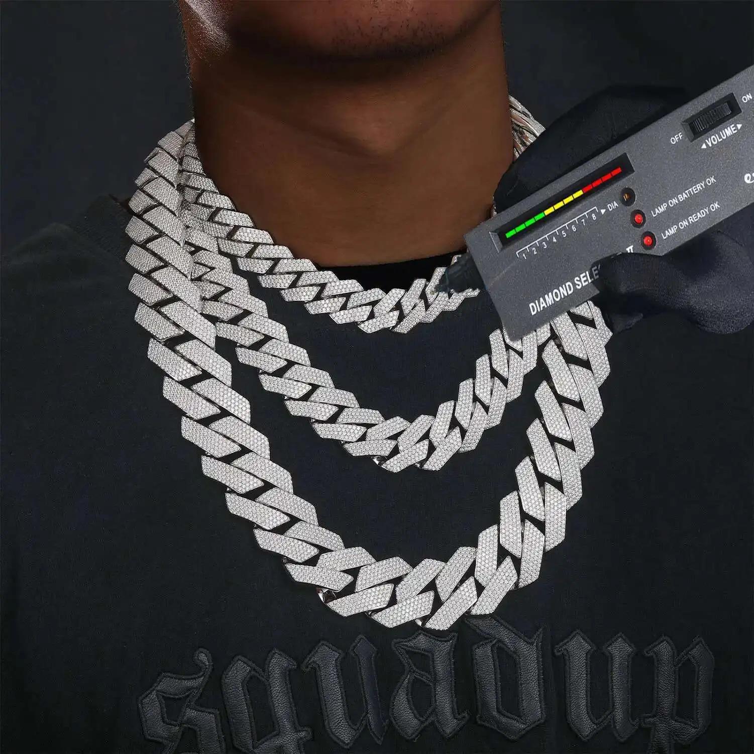 Iced Out 4rows 16mm Vvs Moissanite Miami Cuban Link Chain Pass Diamond Tester Gra Hip Hop 925 Sterling Silver Bracelet