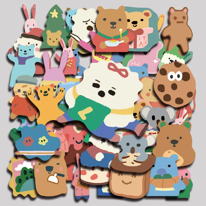 100PCS Little bear Aesthetic Vinyl Stickers Pack for Laptop Water Bottle Phone Case Skateboard Journal Scrapbook DIY Decoration