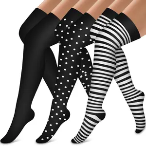 TerraGlow Living Thigh High Compression Socks 3-Pack (Thighhighs), 15-20 mmHg Graduated Support for Women, Soft Comfortable for Running, Travel