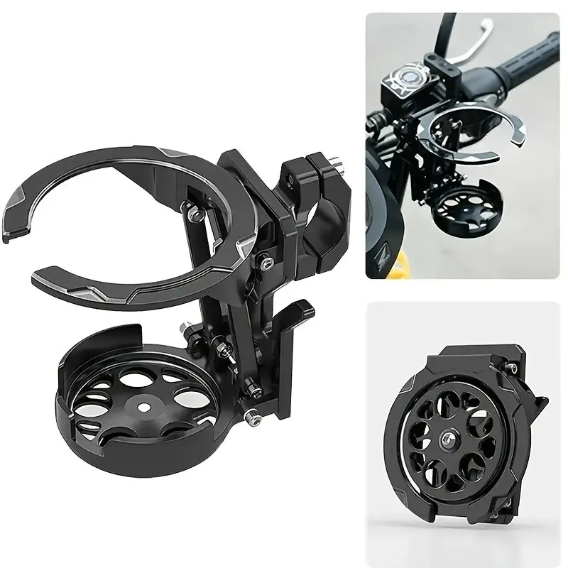 Quick Release Folding Bike Cup Holder, 360° Rotating Water Bottle Stand with Detachable Clip, Space-Saving Foldable Mount, Universal Cycling Accessory