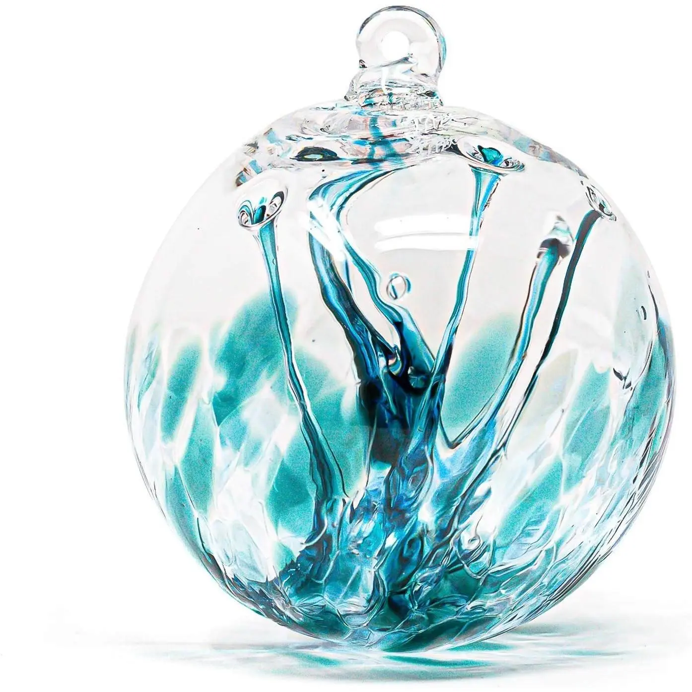 Handmade Glass Gazing Balls for Garden – Hand Blown Glass Gazing Ball for Yard Décor – Decorative Garden Globe (Recycle Teal)