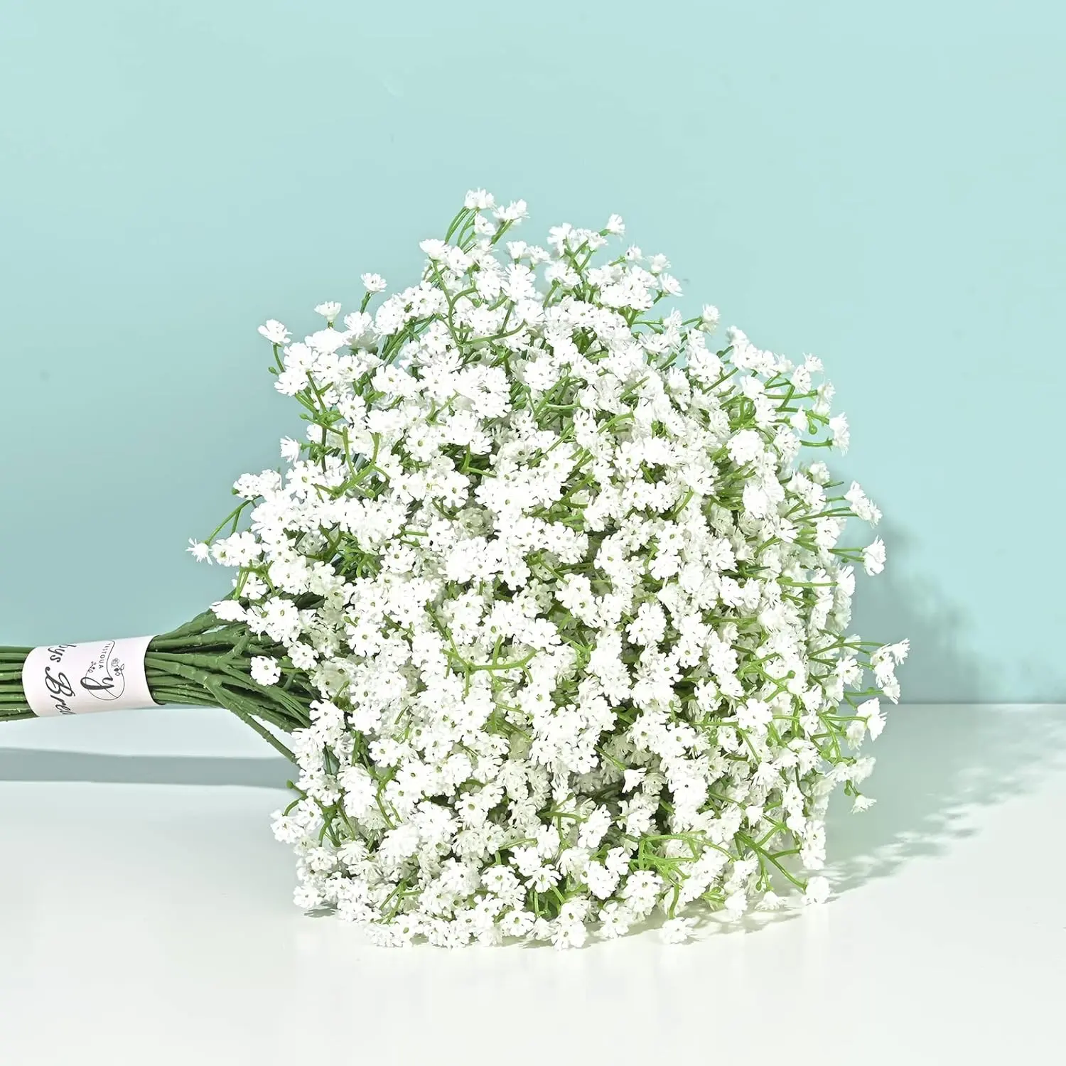 6Pcs Real Touch White Artificial Babys Breath Flowers, Faux Gypsophila Bouquet Bulk for Wedding Floral Arrangement Party Decor