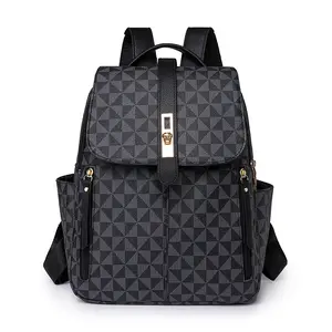 New Vintage Monogram Printed Backpack For Women, Trendy Casual Daypack With Roomy Multi-Compartment Storage, Classic Retro Floral Print Design And Padded Comfort Shoulder Straps, Ideal For School Study,City Shopping And Short Weekend Travel Trips