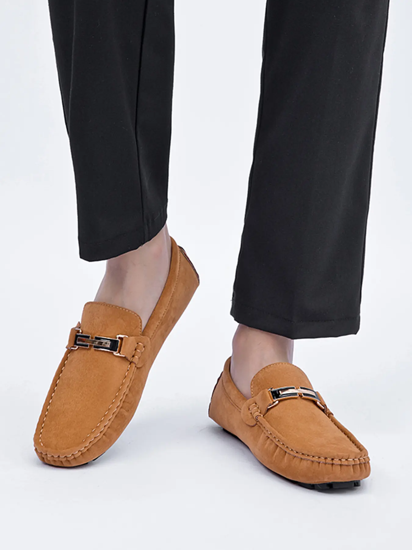 Men Slip-on Driving Loafers, Multi-color Soft Smooth Upper, Low-cut Easy Fit, Flexible Lining & Wavy Textured Anti-slip Flat Sole, For Business Commute, Meetings, City Walks & Leisure Trips Sizes 38-50