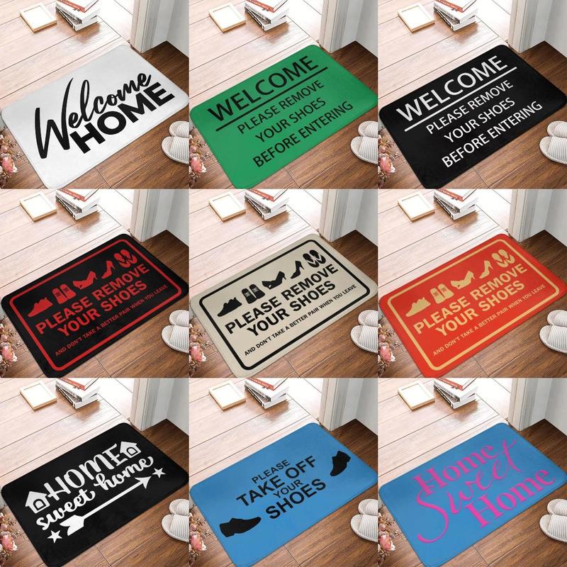 Welcome Home Please Remove Your Shoes Pattern Entrance Floor Mat Bathroom Absorbent Foot Door Mat Decoration Anti Slip Doormat