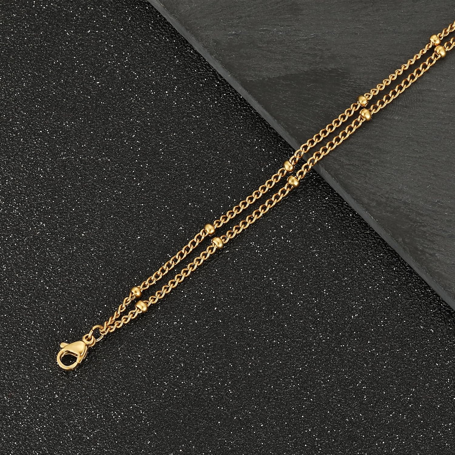 Ankle Bracelets 18K Stainless Steel Layered  Stackable Anklets Beach  for Women Men Adjustable