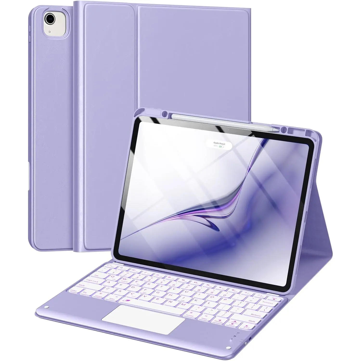 for iPad Air 13 Inch & Pro 12.9 Case with Keyboard - Multi- Trackpad, 7 Colors Backlit, Detachable Keyboard Cover for iPad Pro 12.9 (6th, 5th, 4th, 3rd gen), Air 13 M4/M3/M2 ()