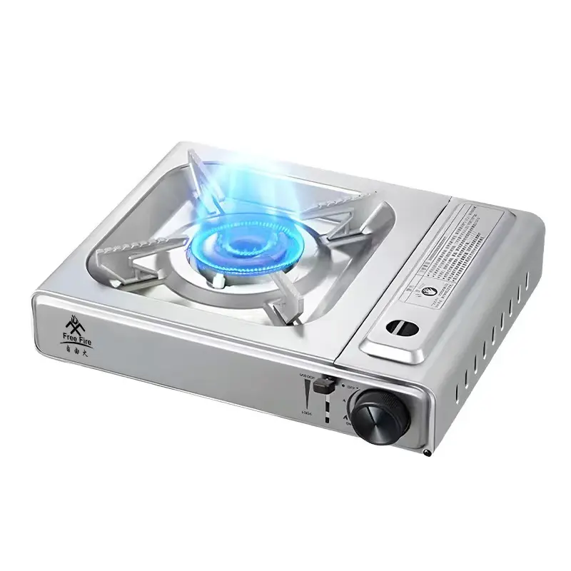 Portable Stainless Steel Butane Stove, Windproof Camping & BBQ Gas Burner, Compact Outdoor Cooking & Emergency Survival Stove