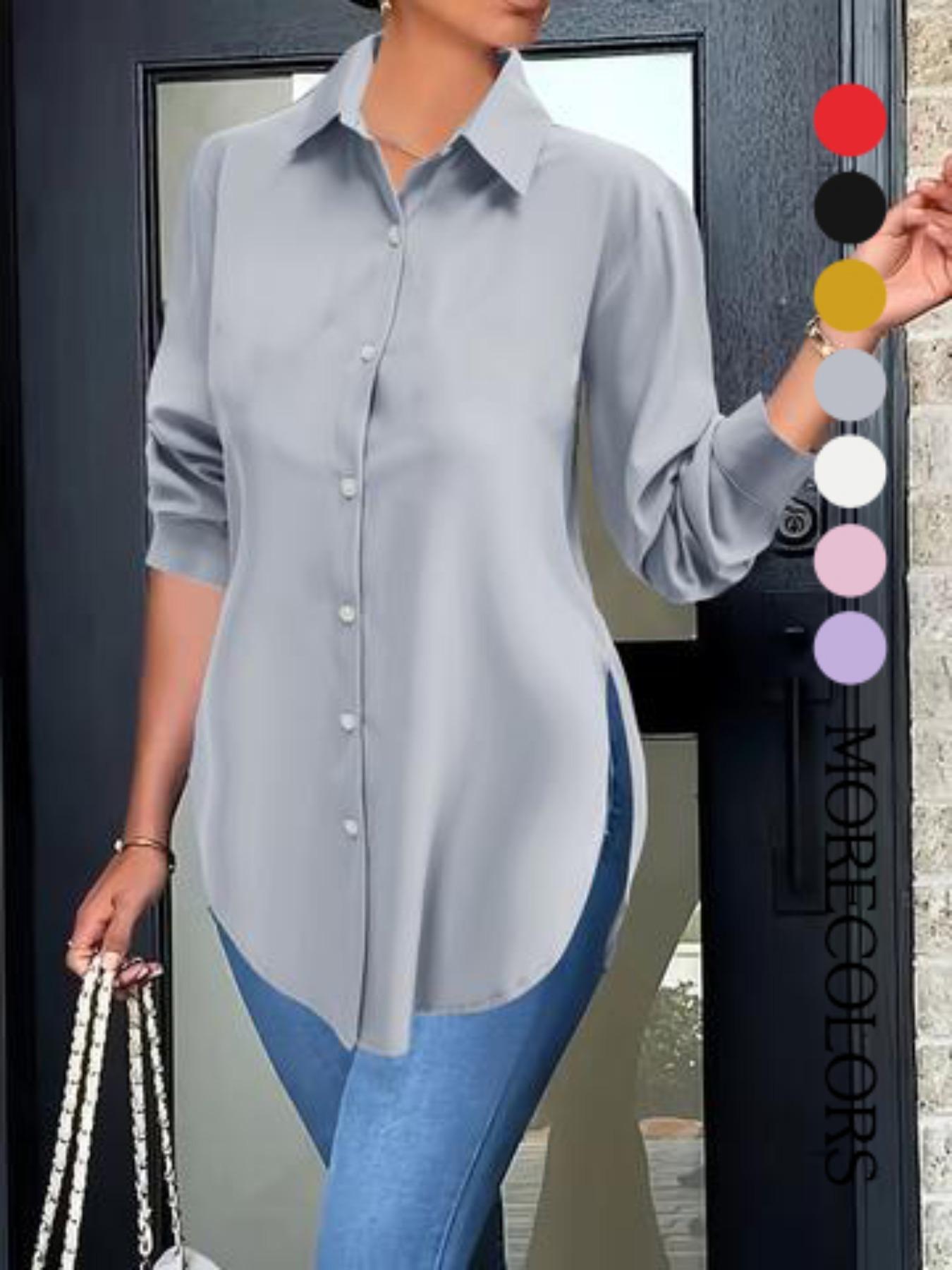 Elegant Fashion Women's Long Sleeve Shirt, Fitted Outer Shell, Moderate Fabric Thickness, Casual Style, Spring & Fall Wear