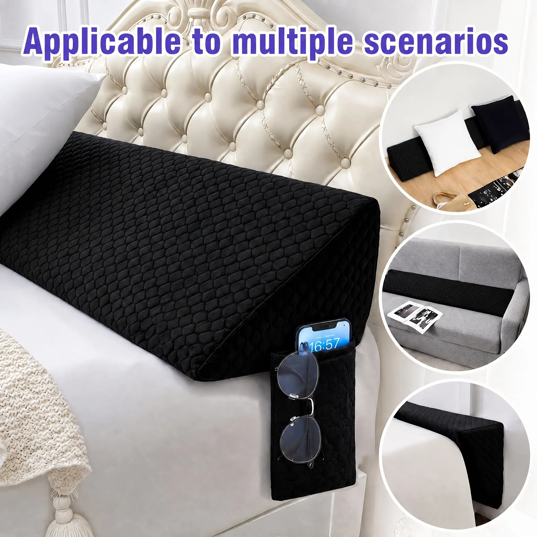 Bed Gap Filling Wedge Pillow, Fits 0-7 Inch Gaps Between Mattress, Headboard And Wall. Also Serves As Back Support Pillow for Cozy Rest.