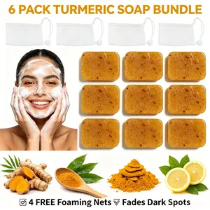 6-Piece/3-Piece turmeric Soap Set, Natural Handmade Soaps with Protective Bag, Moisturizing Bathing Bars, Deep Cleansing, Face & Body Gel
