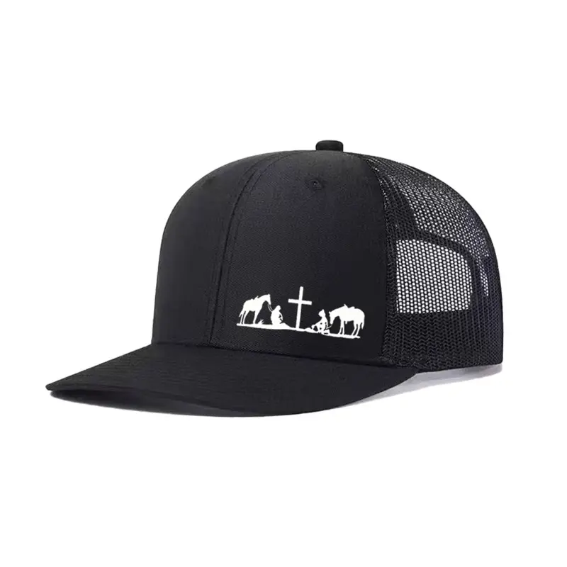 2pcs/1pc Unisex Baseball Cap Cross Printing Hat Mesh Hats for Mens Women Richardson Slightly Curved Brim Baseball Cap Adjustable Trucker Hats Dad Hats Outdoor Mesh Breathable Sun Hat Sports Outdoor Hats