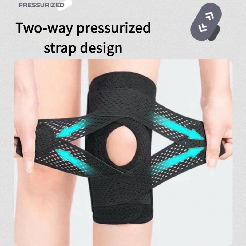 OLLAS Knee Brace for Protection and Support with Air Mesh Fabric, Adjustable Wrap with Side Stabilizers, Ultra-Soft Bandage for Sports, Running, and Outdoor Activities