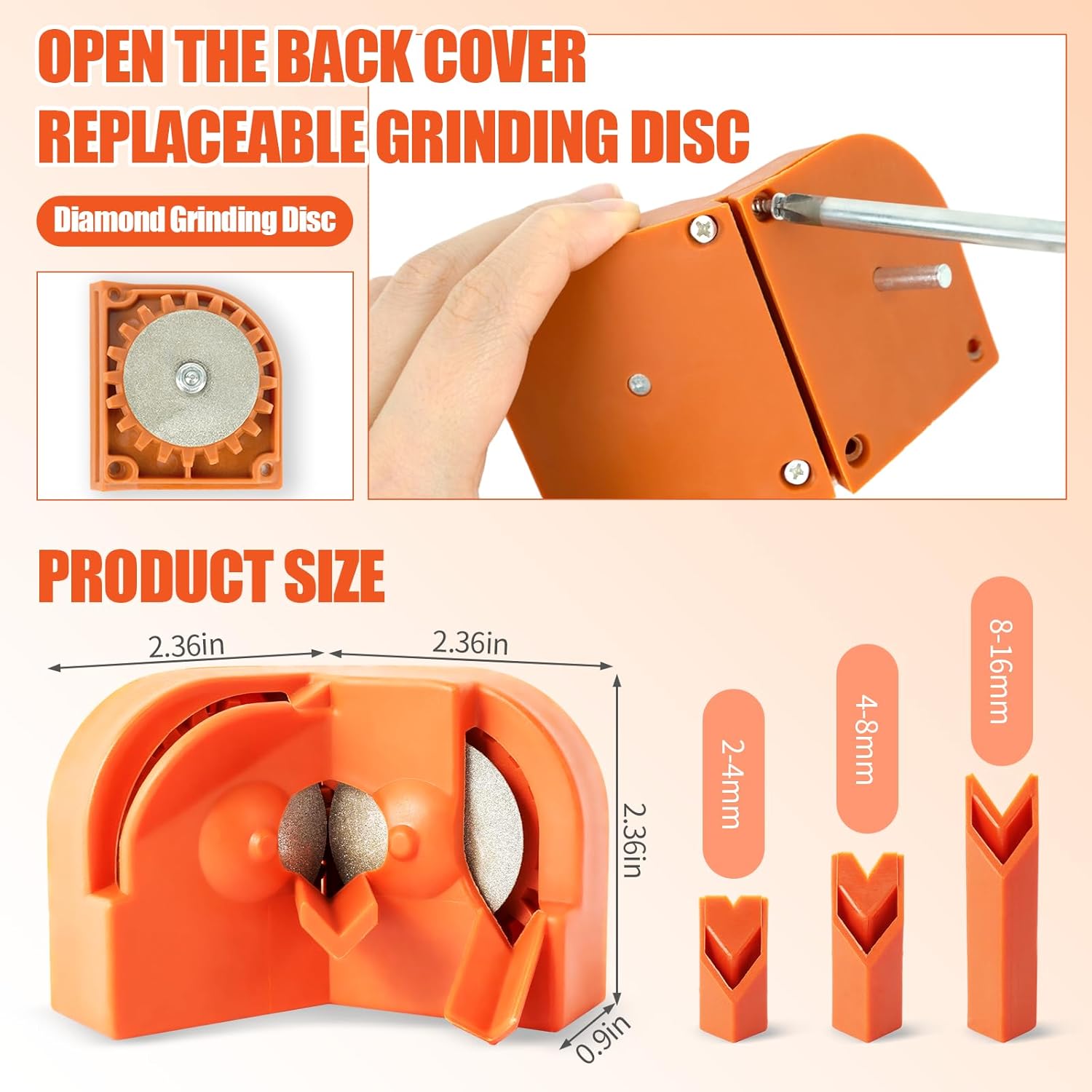 Drill Bit Sharpener with 2 Grinding Wheels,Portable Multipurpose Drill Bit Sharpener for Grinder Attachment,Power Drill Bit Sharpener for All Bits.