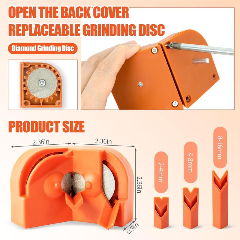 Drill Bit Sharpener with 2 Grinding Wheels,Portable Multipurpose Drill Bit Sharpener for Grinder Attachment,Power Drill Bit Sharpener for All Bits.