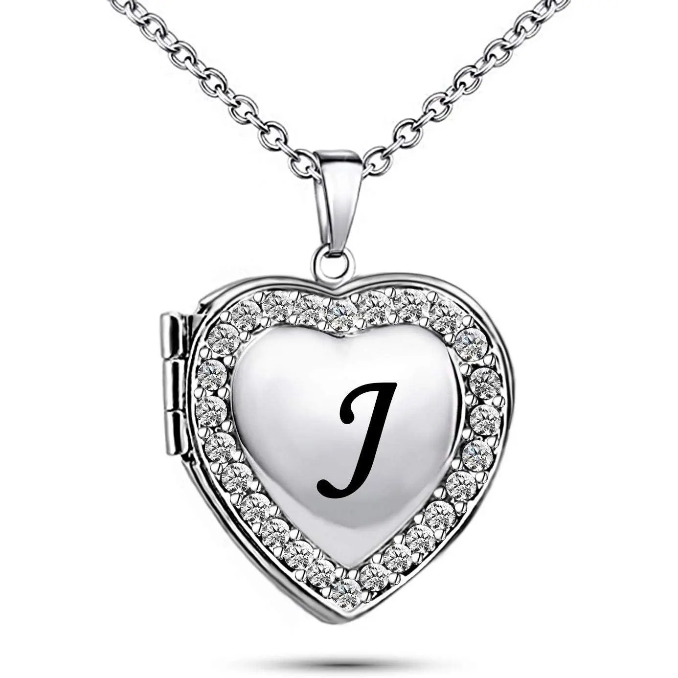 Name Initial Custom Heart Locket Letter Love Pendant Necklace for Women with Birthstone that Holds Pictures for Family