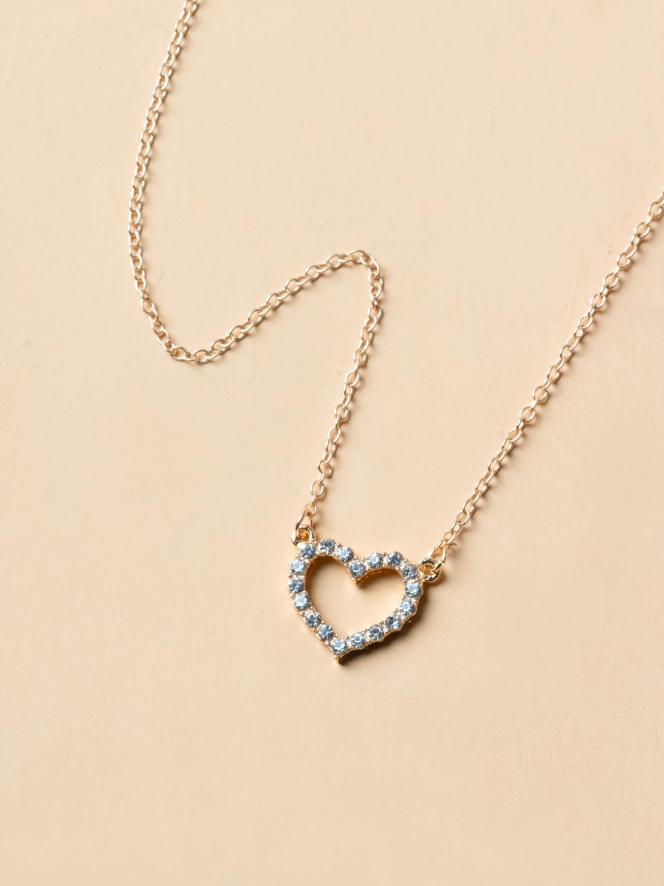 Elegant Rhinestone Heart Shaped Design Pendant Necklace for Women, Stainless Steel Jewelry for Gift, Fashionable Accessories for Daily Decoration As Gift, Mother's Day Gifts