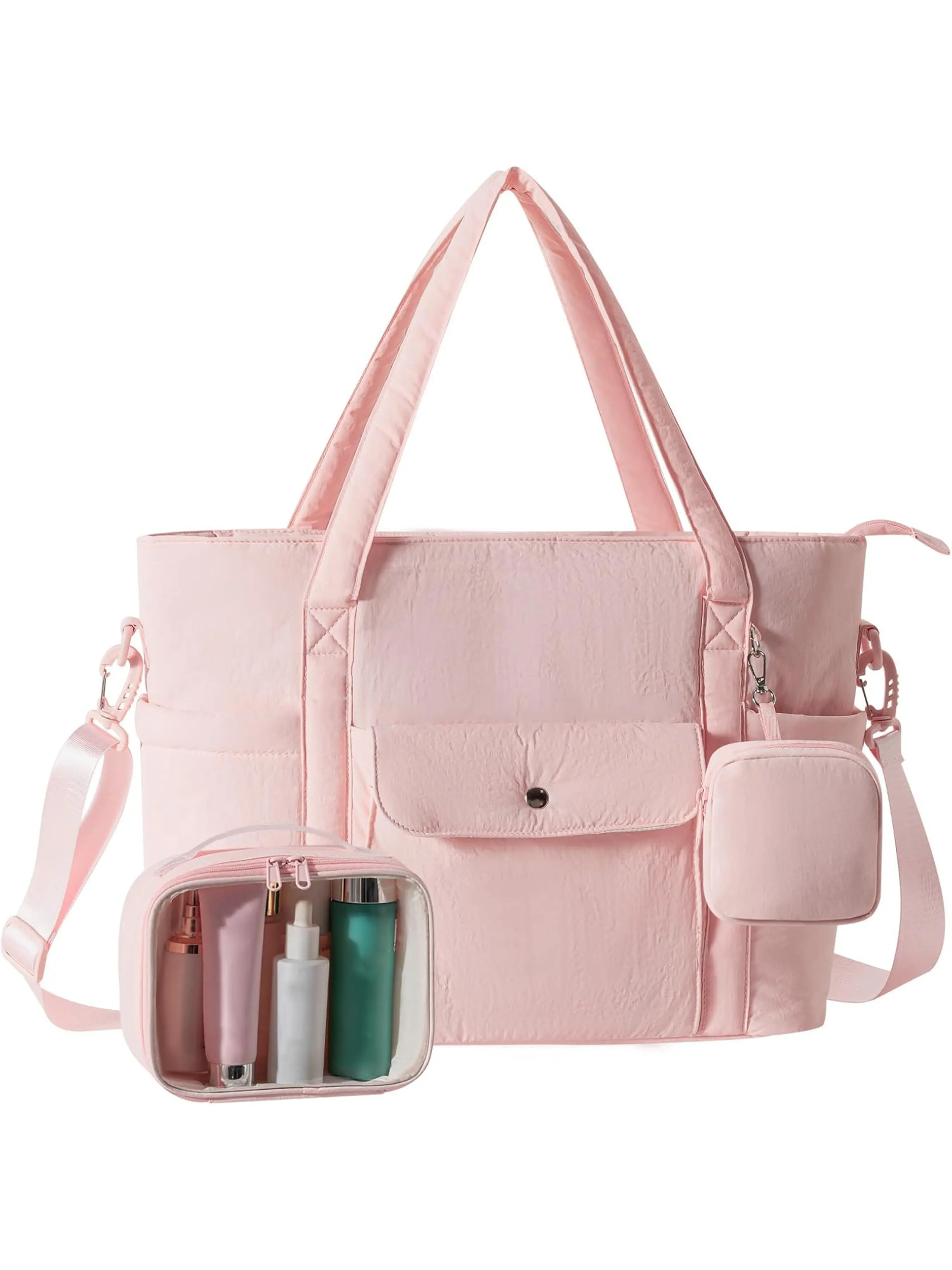 25L 15.6" Laptop Work Tote for Women, Multifunctional Commuter Bag, Large Tote Bag with Toiletry Bag, Waterproof Travel Tote with Insulated Pocket & Laptop Compartment, Multi-Pocket Weekender Bag Carry On Tote for Work Travel Hospital Gym