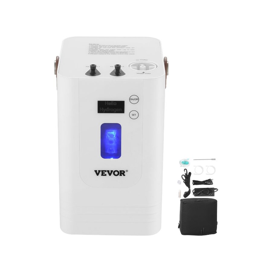 VEVOR Hydrogen Inhalation Machine, 99.99 High Purity Hydrogen Inhaler, HO-Separated 450ml/min (300 H+150 O) Three Ports Hydrogen Oxygen Inhaler, Hydrogen-Rich Water Generator for Home Travel