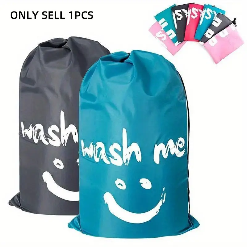 Nylon Laundry Bag Travel Storage Pouch, Dirty Clothes Organizer, Folding Wash Drawstring Bag, Bathroom Accessories, Laundry Bag For Travel